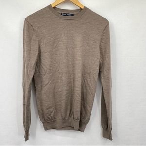 Woolovers Brown/Tan 100% Merino Wool Crew Neck Sweater